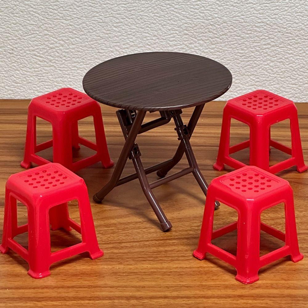 Scene Model Dollhouse Folding Table Mini Stool Dollhouse Small Chair Kids Gift