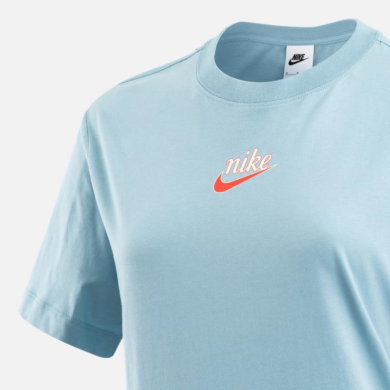 Nike Футболка с коротким рукавом и круглым вырезом с принтом логотипа и мультяшным узором American Vintage Dopamine, женская футболка синего цвета DV3204-494