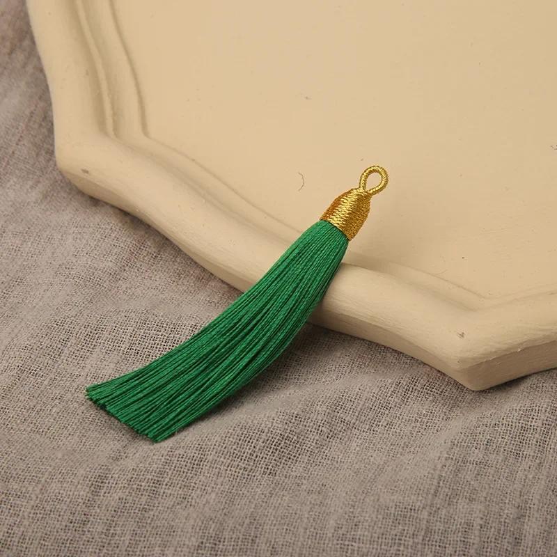 5pcs Beautiful Colorful Tassels 8cm Polyester Thread Tassels Gold Color Top Ornament Bookmark Folding Fan Accessories