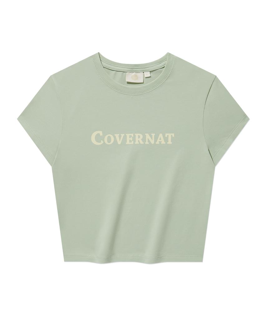 COVERNAT (W) Оригинальная футболка с логотипом, приталенная, светло-зеленая