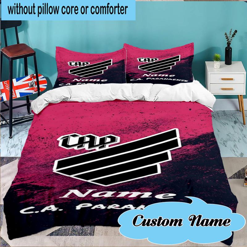 Custom Name Cap Name Wings Logo Bedding Set 3pcs, Bedding Set Including 1pc Duvet Cover And 2pcs Pillowcases for Bedroom, Dormitory Gift