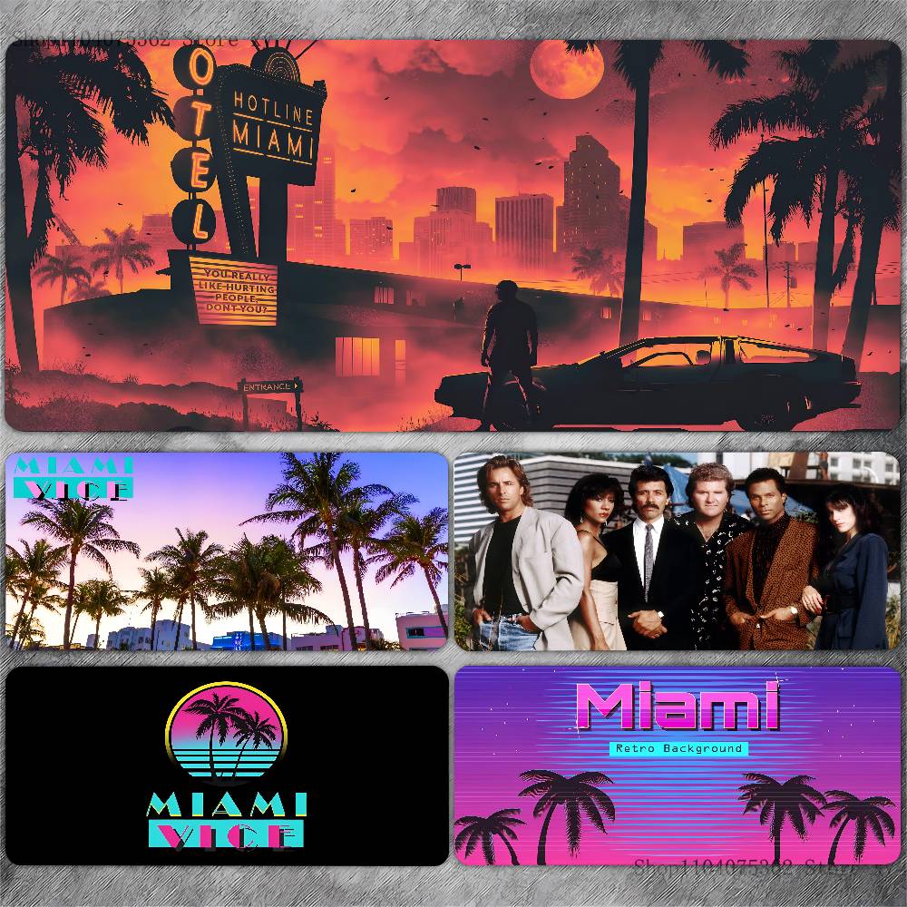 M-Miami Vice Коврик для мыши Большой коврик для игровой клавиатуры Резиновая основа с замком Компьютерные офисные аксессуары