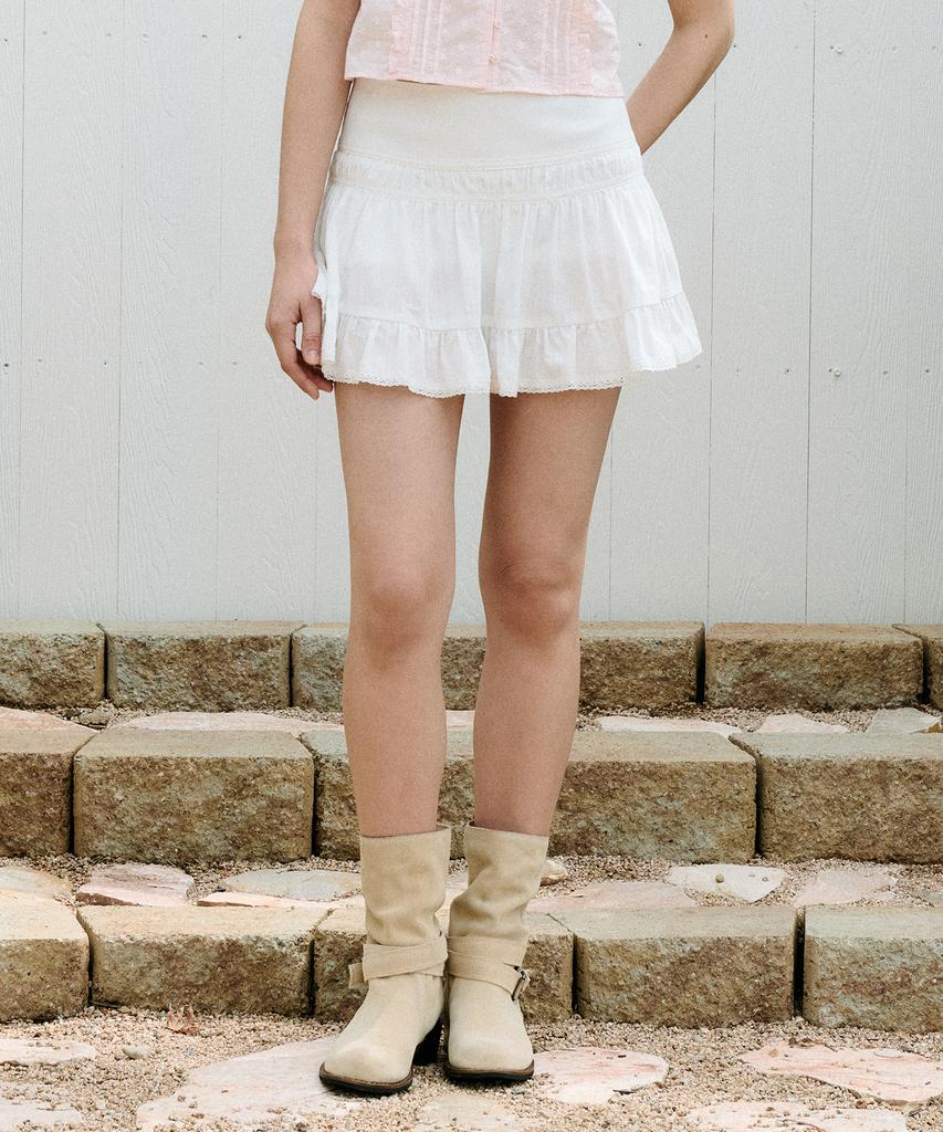 Lora Lora Double Lace Mini Skirt White