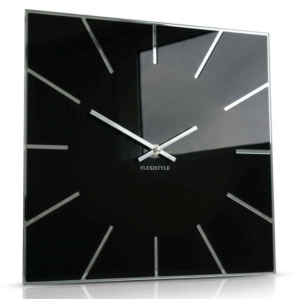 Black wall clock exact 30cm