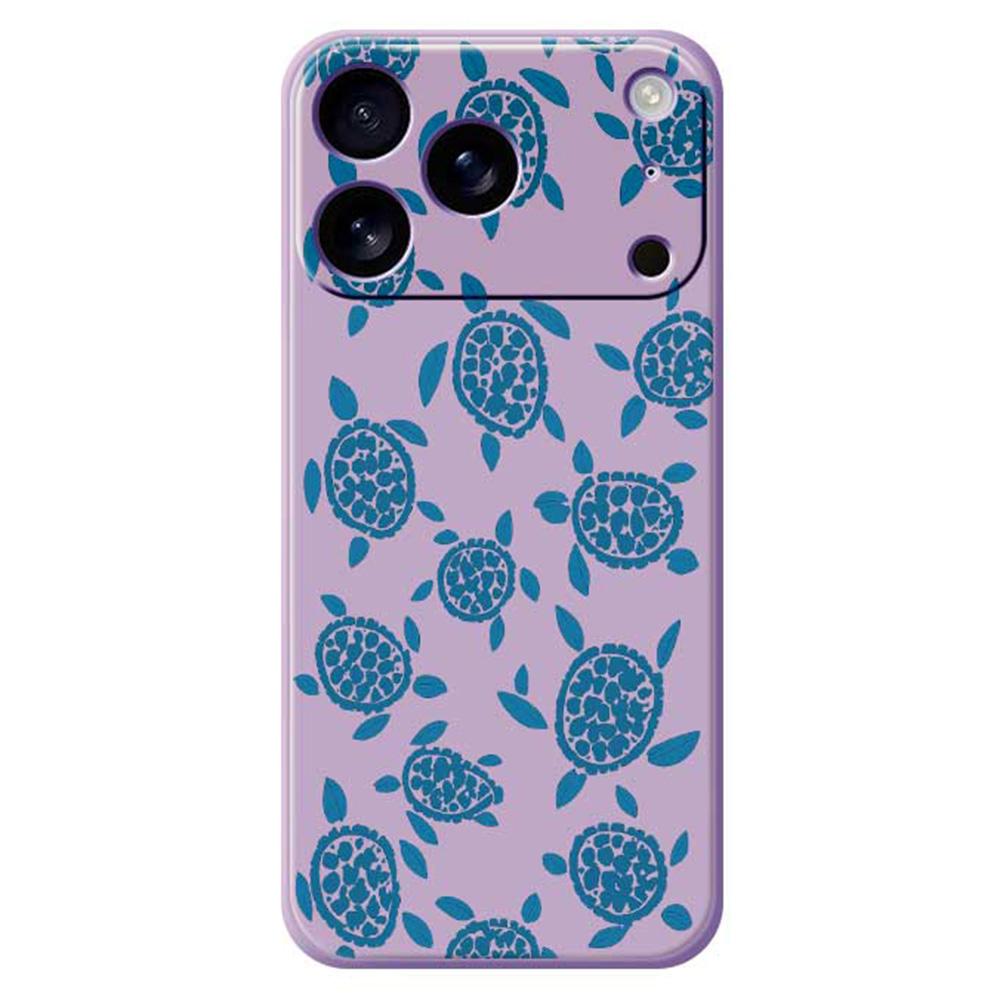 For iPhone 17 Pro Case Blue Turtle Pattern Printing Straight Edge TPU Phone Back Cover