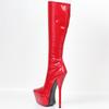Женские сапоги до колена, новые пикантные красные эластичные ботинки на очень высоком каблуке 7 дюймов на шпильке, большие размеры 36-46