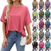 2024 European and American Plus Size Solid Color Loose Short Sleeve Round Neck Women's T-Shirt