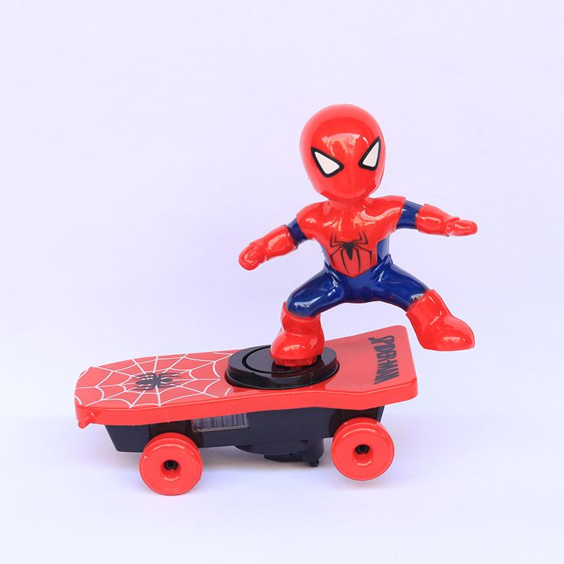 21cm Anime Figures Marvel Spiderman Dolls Toys Scooter Electronic Flash Spiderman Toys Boys Girls Birthday Gifts