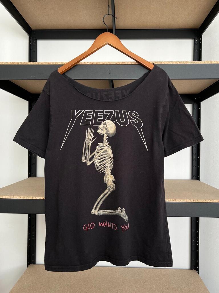Унисекс рубашка Хлопок Оверсайз Большой Размер Yeezus Канье Уэст Бог Желает Тебя 2013 Тур Черная Футболка Размер L