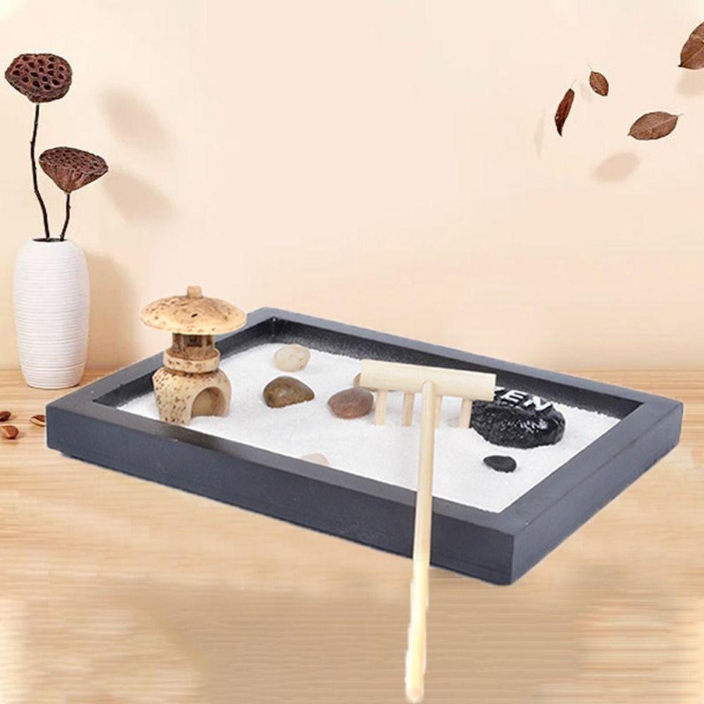 Офисный декор, лоток с песком, набор для терапии, домашняя медитация, мини-японский садовый набор с песком в стиле дзен