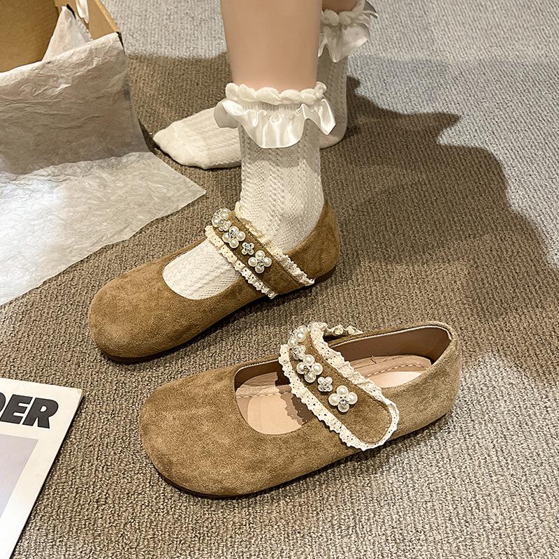 С жемчужным платьем, верхняя одежда, одиночные туфли, универсальные туфли Мэри Джейн, женская подошва, туфли принцессы, французская ретро женская мягкая юбка