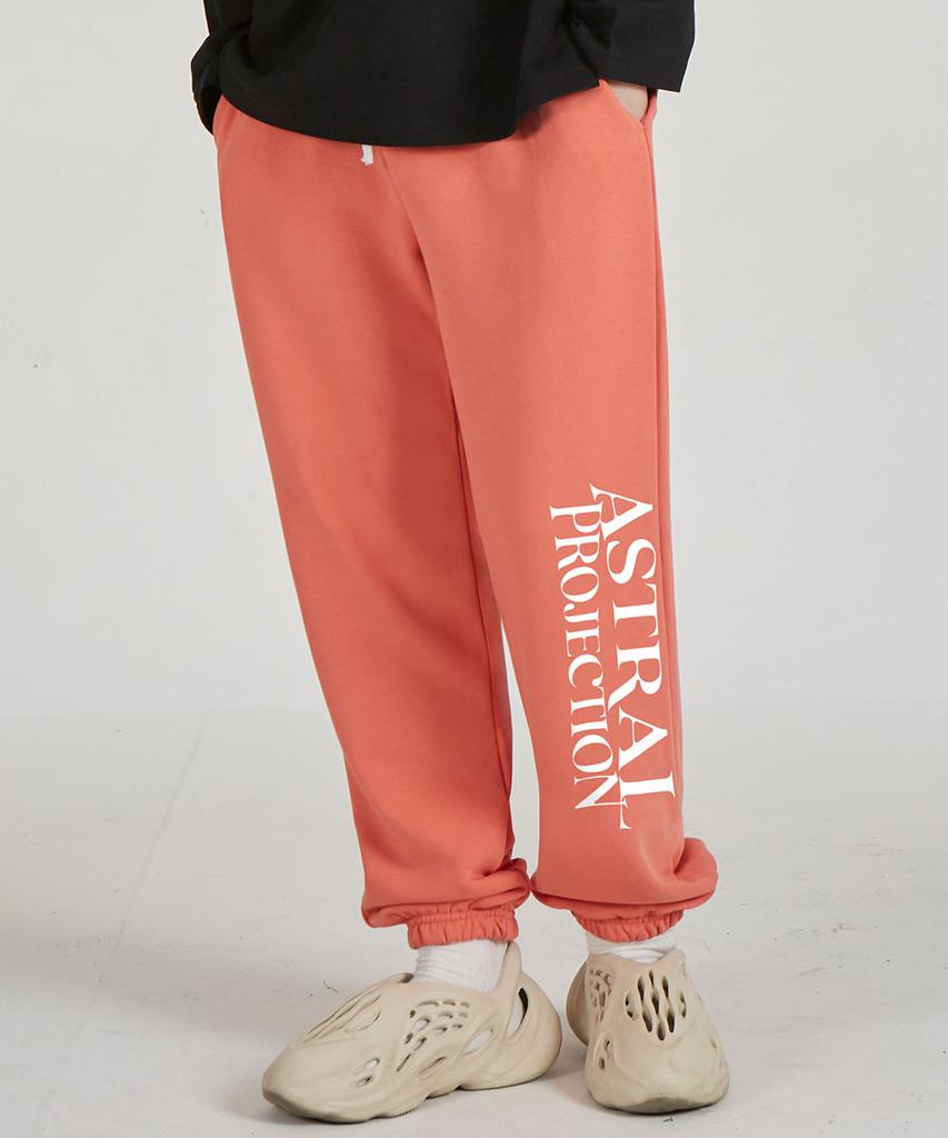 ASTRAL PROJECTION Lettering Logo Comfortable Training Sweat Jogger Pants_Coral