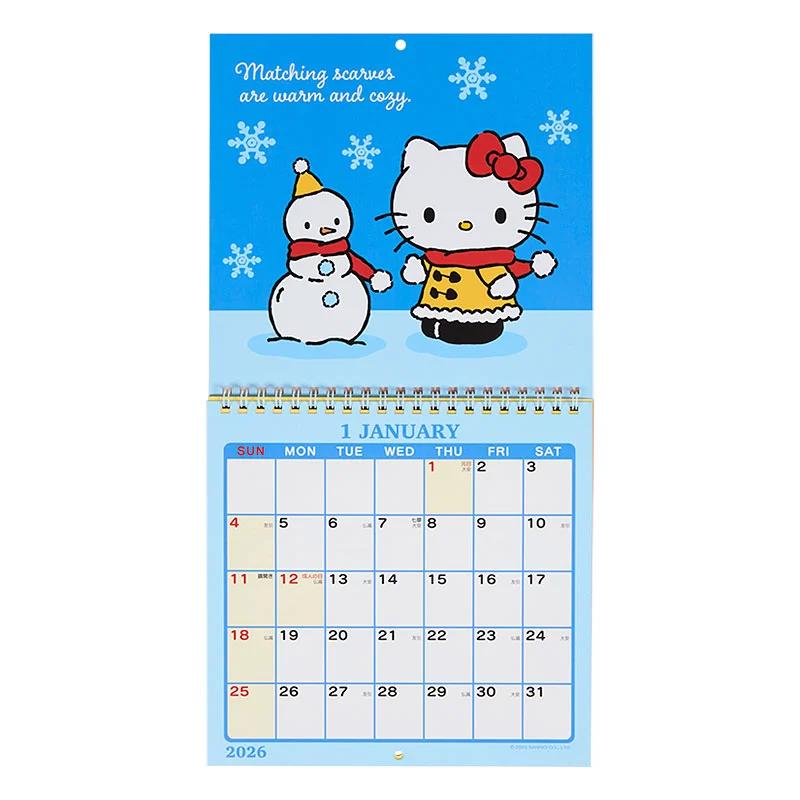 Sanrio Hello Kitty Настенный календарь M 2026 Япония НОВЫЙ Персонажи Sanrio
