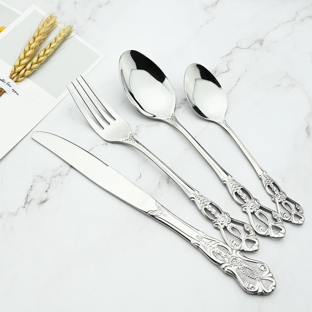 24 шт./6 комплектов королевской посуды, набор из нержавеющей стали, винтажные ложки, вилки, ножи, домашняя кухня, западный ужин, столовое серебро, посуда, подарок