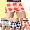 Men Shorts Panties Breathable Sport Shorts with Plaid Print U-convex 3D Crotch Underwear Comfortable Stylish Elastic Waistband Wide Boxer Panties