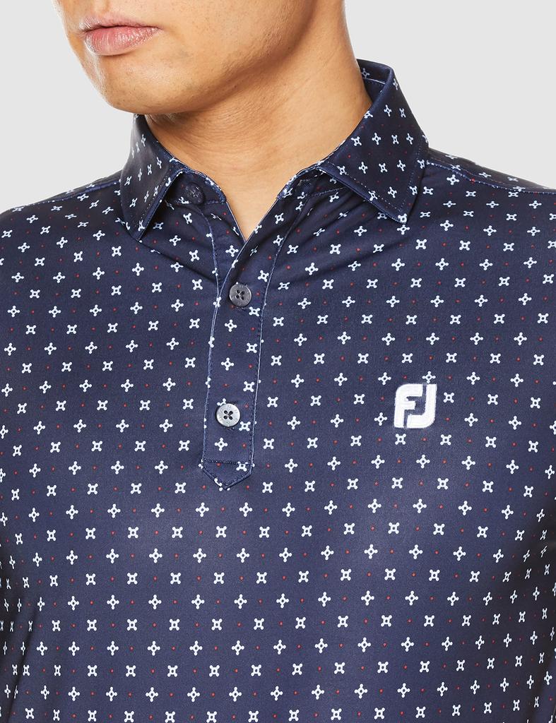 FootJoy Modern Classic Engineered Print Short Sleeve Shirt, Navy, Men's XL (80438-XL)
