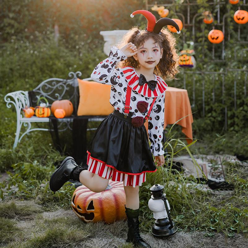 Circus Halloween costume for girls, clown outfit cosplay Party Harry Stage Children's Devil Witch Princess Dress