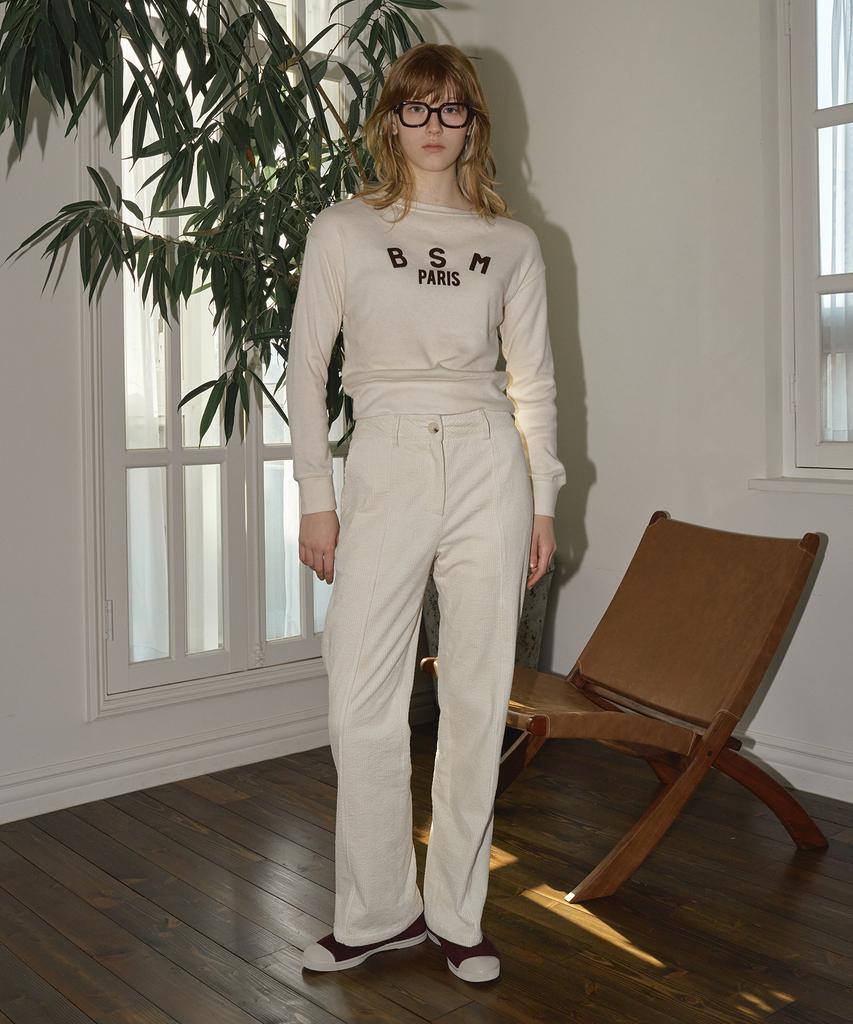 BENSIMON Semi-Wide Corduroy Pants - Cream