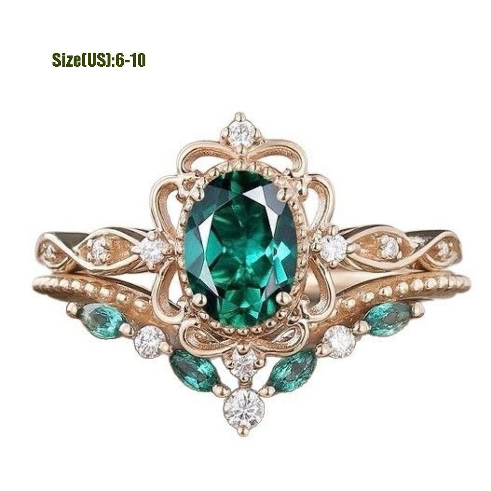 Jewelry Accessories Zircon Rings Green Crystal Rings New Finger Ring Women