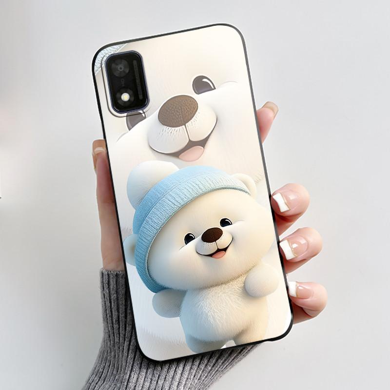 Чехол для ITEL A17 / ITEL A18 Чехол Роскошный Милый Кролик с Сердечком Забавный Мягкий Силикон Черная ТПУ Задняя Крышка Для ITEL A17 A 18 Чехол для Телефона