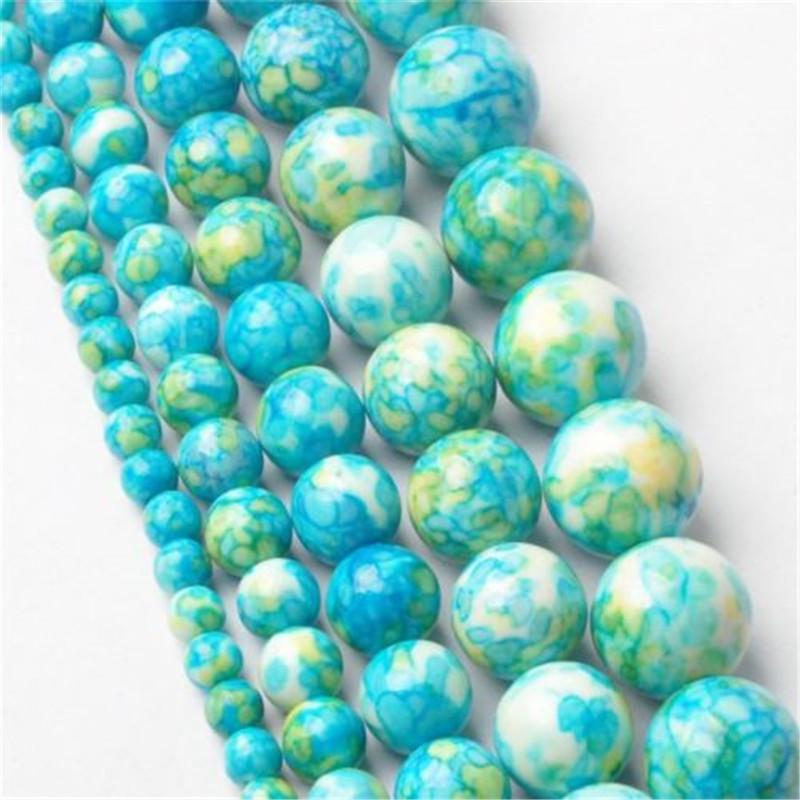 Творческий круглый оптовая продажа 4-12 мм DIY для ожерелья браслет ювелирные изделия изготовление кулона натуральный дождевой камень разделитель свободные бусины