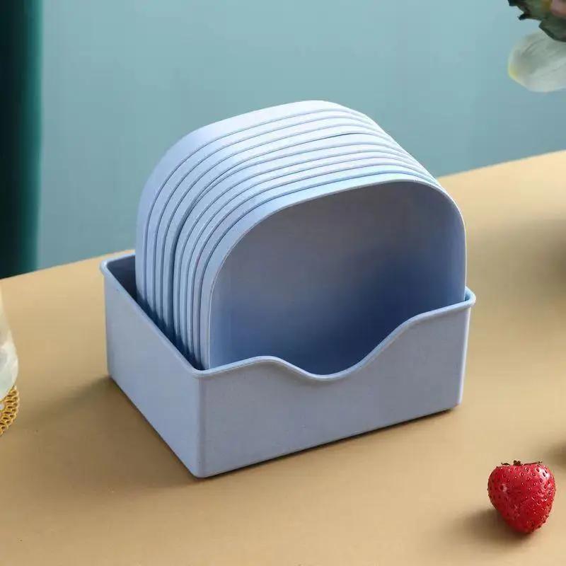 1 комплект пластиковых квадратных пищевых тарелок, поднос для хранения на кухне, блюдо для остатков пищевых костей