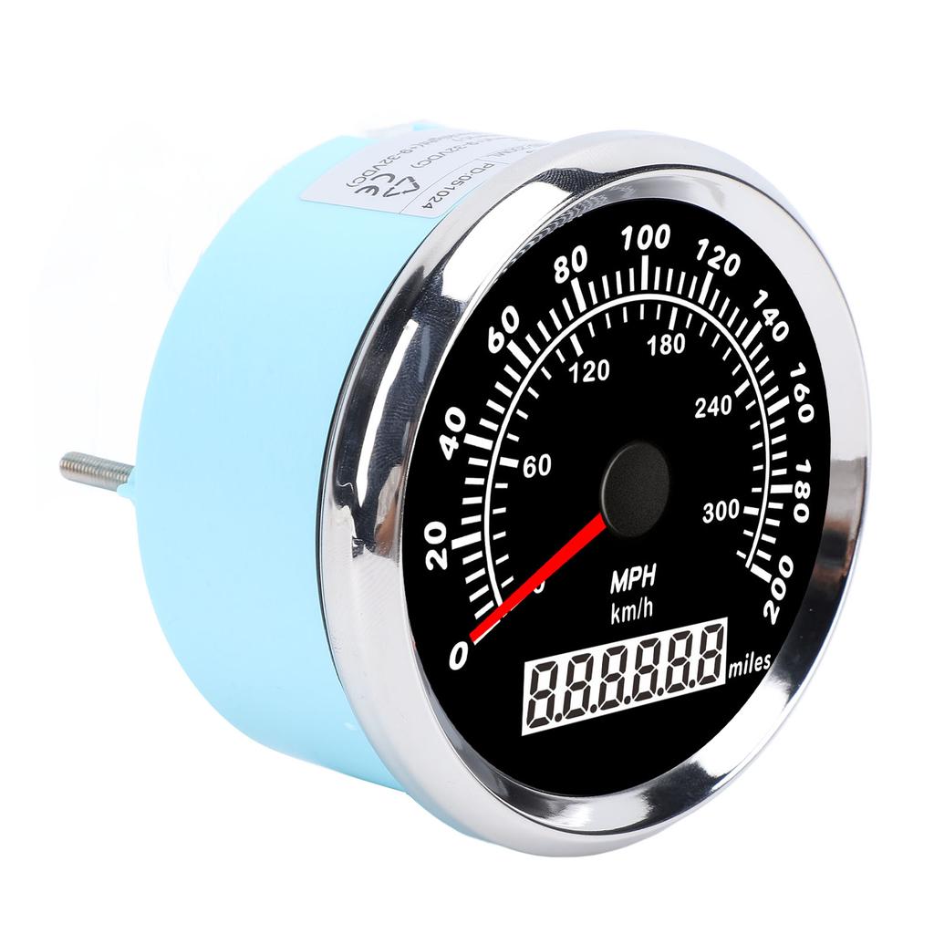 85mm Boat Speedometer with Step Motor 7 Color Backlight Red Pointer 200MPH Waterproof Speed Gauge for Yacht RV Truck