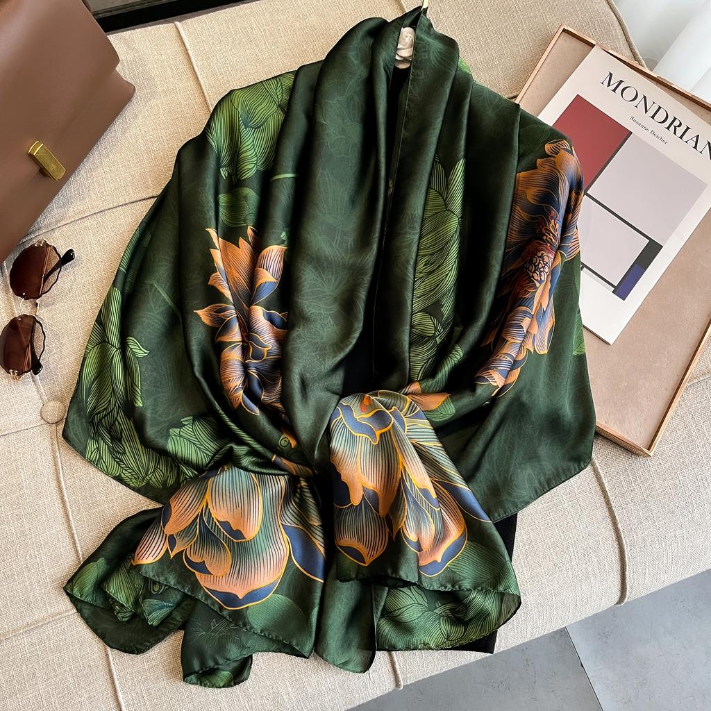 180*90cm Luxury Brand Women Scarf Summer Silk Shawl Lady Wrap Soft Female Echarpe Designer Beach Stole Bandanna Foulard Muffler
