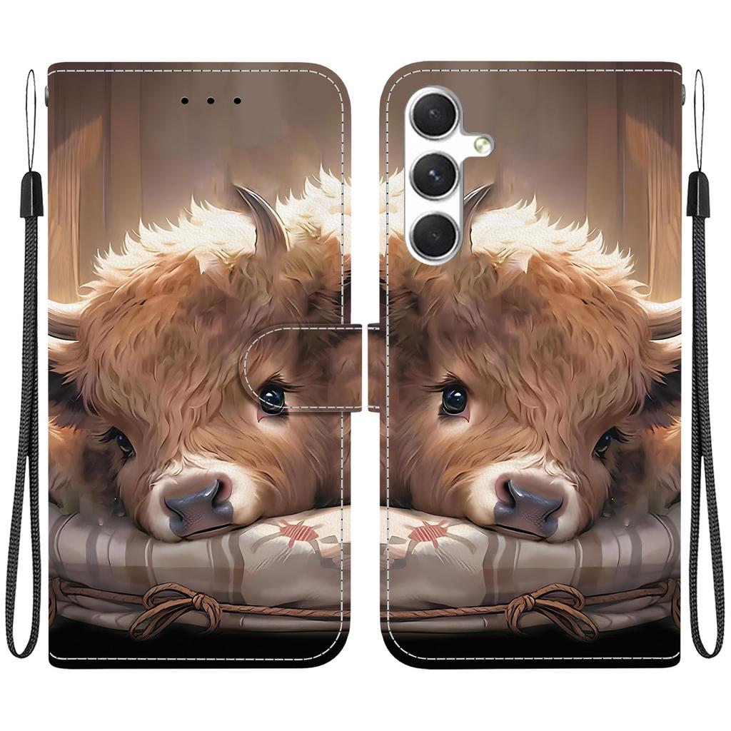 Чехол-книжка из искусственной кожи ручной работы для Samsung Galaxy S24 (СМ-S921B) Противоскользящий ударопрочный чехол с ремешком на запястье и дизайнами в виде сердец/роз и кошек