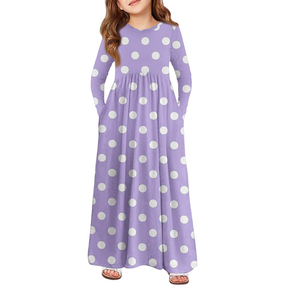 Girls' Maxi Dress - Long Sleeve Pocket Dress