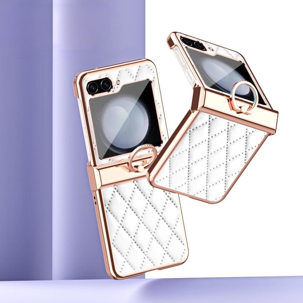 Case for Samsung Galaxy Z Flip5 5G, Rhombus Grid, white
