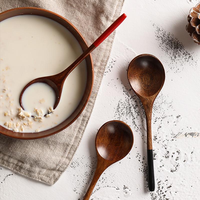 2 шт. Деревянные ложки, чайная ложка из натурального дерева, кофейная ложка, маленькая деревянная ложка для рисового супа, десертная ложка для детей, парные ложки, подарочная посуда