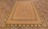 Scalloped Green Border Jute Rugs, Scallop Boho Decor Handmade Rectangle Jute Rug