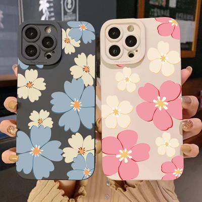 Летний синий большой цветочный чехол для телефона iPhone 16 14 15 13 12 11 Pro Max X XR XS 7 8 Plus SE 2020 противоударный силиконовый мягкий чехол