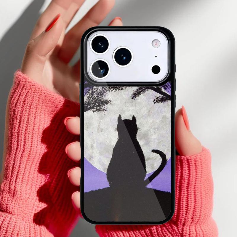 Аниме Лунный Кот Чехол для Телефона для iPhone 17 16 15 14 13 Pro Max Задняя Крышка для 12 11 Pro Coque