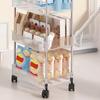 Movable Shelf with Wheels Multi-tiers Storage Rack Rolling Cart Transparent Basket Organizer Trolley for Snacks Cosmetics Bathroom