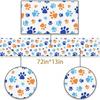 Paw Print Table Runner Dog Themed Birthday Party Decoration Puppy Pet Kitchen Dining Room Home Decor (Blue, 13" x 72")