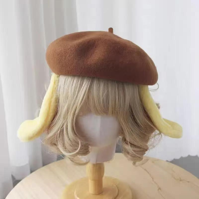 JK Lolita Japonské dětské a roztomilé Kawaii psí uši žlutý klobouk bambulky doplňky cosplay vlasové doplňky pro ženy a dívky od Happy