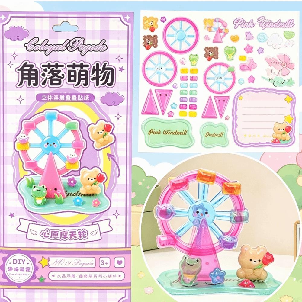 Reusable 3D Crystal Stackable Stickers Funny Cartoon Embossed Decals DIY Decals Phone Decor