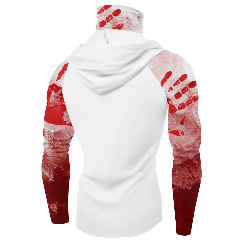 Мужская худи реглан для рыбалки с принтами на Хэллоуин - UPF 50+ УФ защита, длинный рукав, солнцезащитная рубашка с сетчатым козырьком