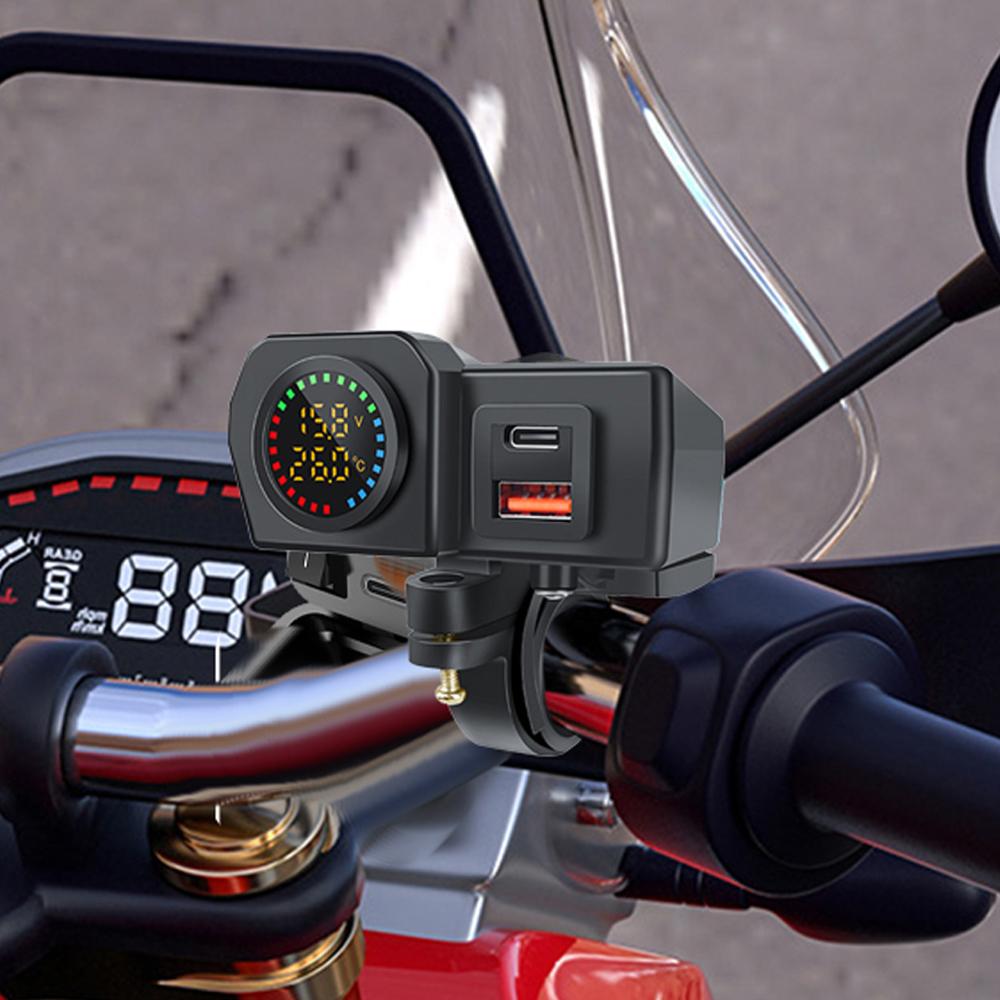 60 Вт QC3.0+PD руль мотоцикла и зеркало заднего вида с цифровым вольтметром термометром USB-разъемом быстрое зарядное устройство телефон адаптер питания