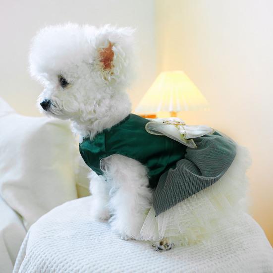 Yousheng Pet Dress Удобное модное платье для собак принцессы с бантом и тяговым кольцом Товары для животных