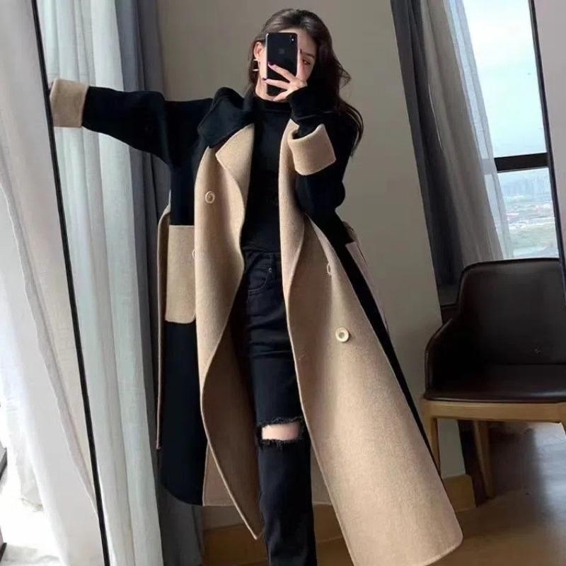 Women S Loose Plus Size Long Coat Belted Winter Elegant