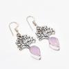 Pink Chalcedony Gemstone Handmade 925 Silver Plated Jewelry Earring 1.89"