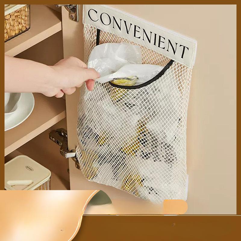 Настенный сетчатый мешок для хранения, держатель для мусорных пакетов, диспенсер для пластиковых пакетов для покупок, сетчатый органайзер для хранения мелких предметов, органайзер для продуктовых пакетов