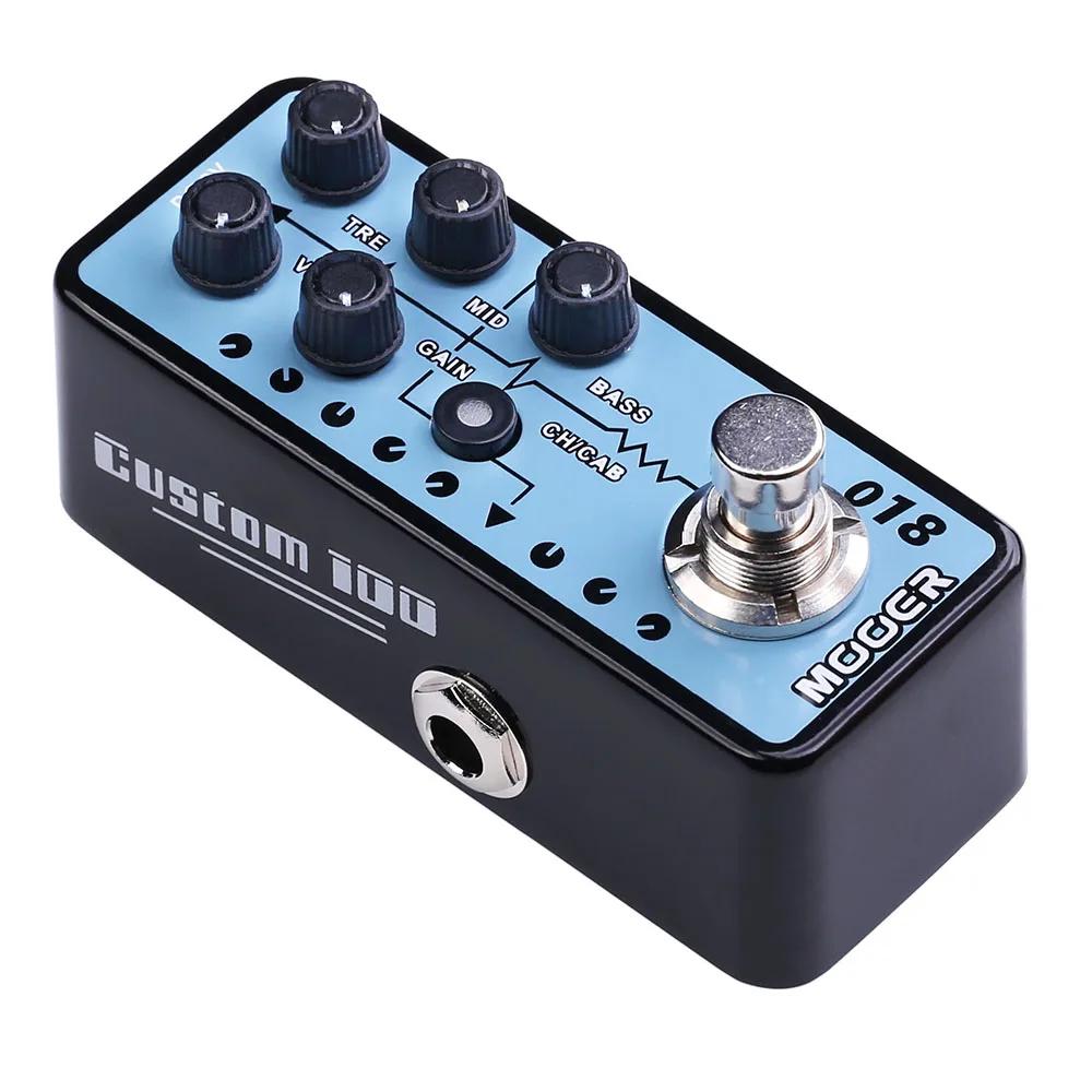 MOOER 018 Custom 100 Гитарная Педаль Цифровой Предусилитель Симуляция Кабинета Двухканальная 3-полосная Эквалайзер и Усиление Эффект для Электрогитары/Бас-гитары