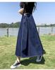 2023 Women's Long Spring Denim Pleated A-Line Skirt - High Waist, Mid-Length & Versatile