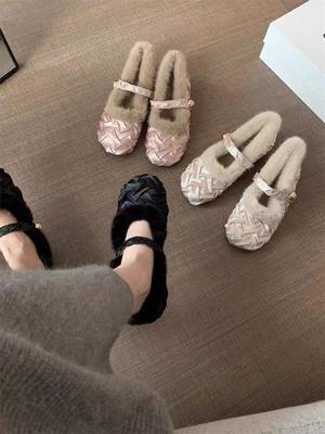 Женские мохнатые туфли Мэри Джейн от Wanwan - Осенне-зимние теплые плюшевые хлопковые туфли на мягкой подошве.