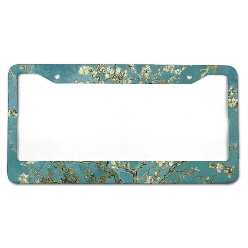 Крышка номерного знака автомобиля из алюминиевого сплава с узором «цветок сливы» по американскому стандарту, водонепроницаемая крышка номерного знака автомобиля, автомобильные аксессуары
