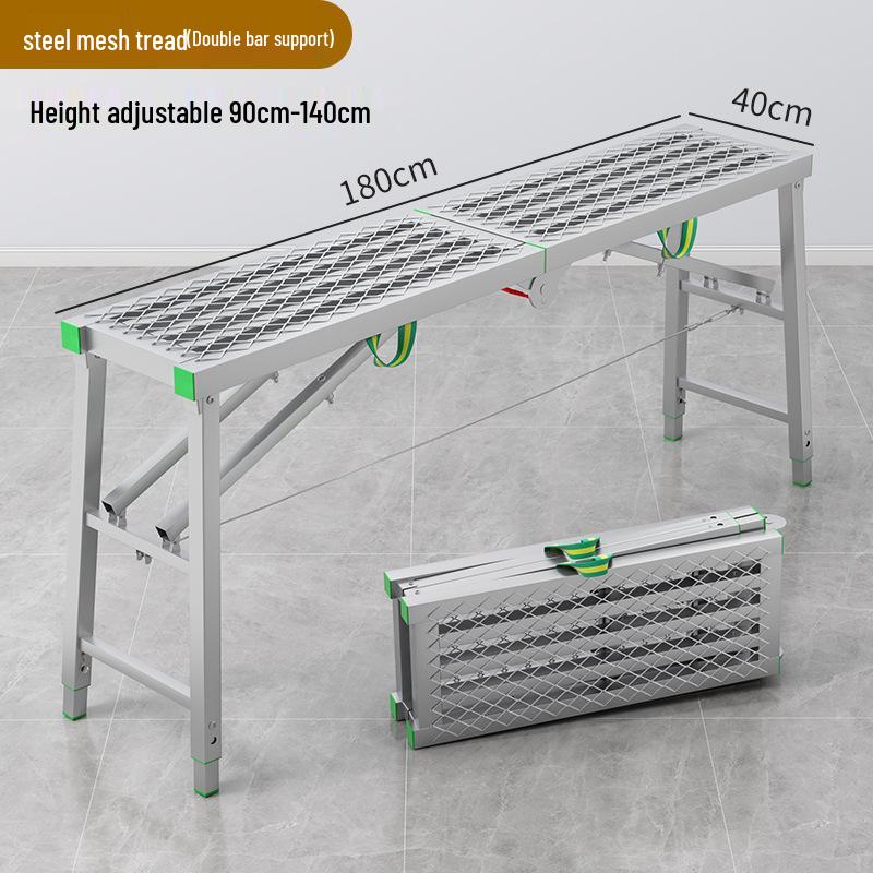Folding Heightened Trestle Ladder and Putty Scraper for Construction